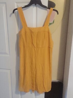 Harper 241 SzLg Mustard Square-Neck Midi Dress with Wide Straps elastic back
